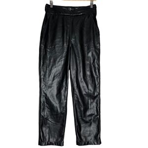 7 For All Mankind Black Faux Leather Pants Women’s M Vegan Leather Coated Jogger